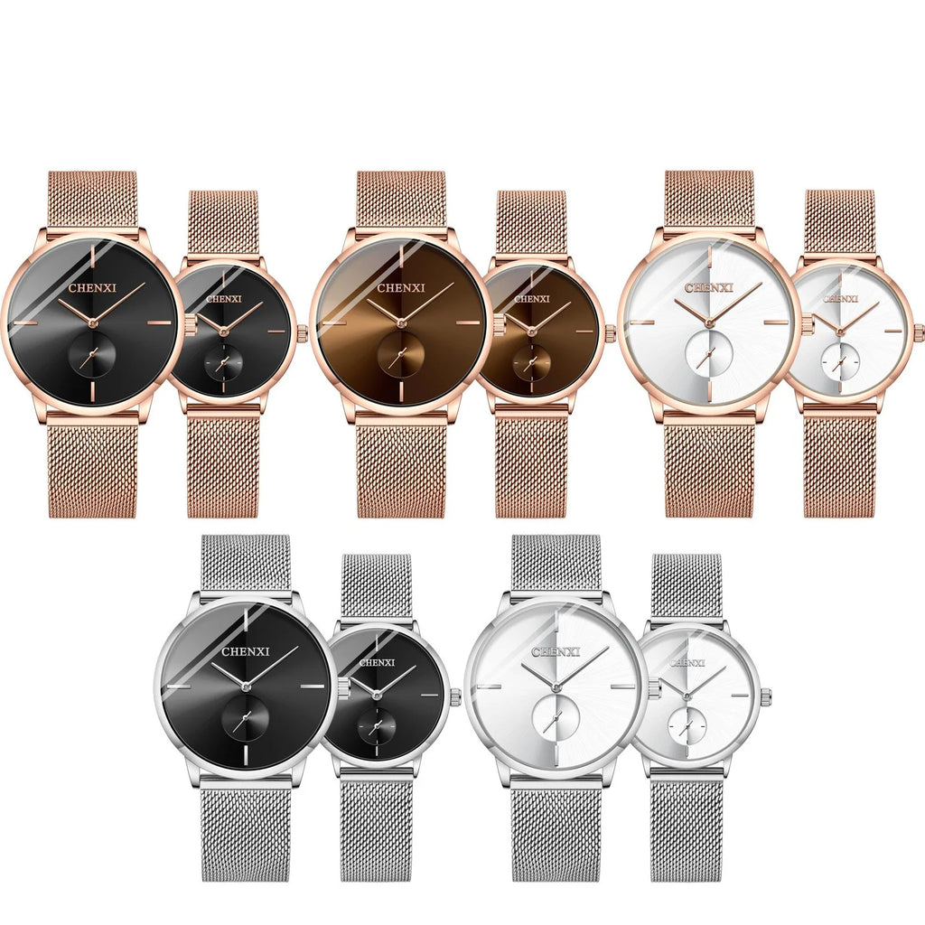 CHENXI 061 Couple Watch High Quality Stainless Steel Mens Quartz Watches Luxury Women Bracelet Jewelry Relojes Hombre Waterproof